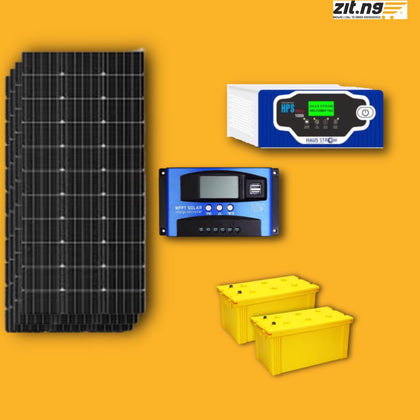 1.5kva/24v Inverter + Two 200ah Gel battery + 300Watt Solar Panel (4) + 60ah Charger Controller
