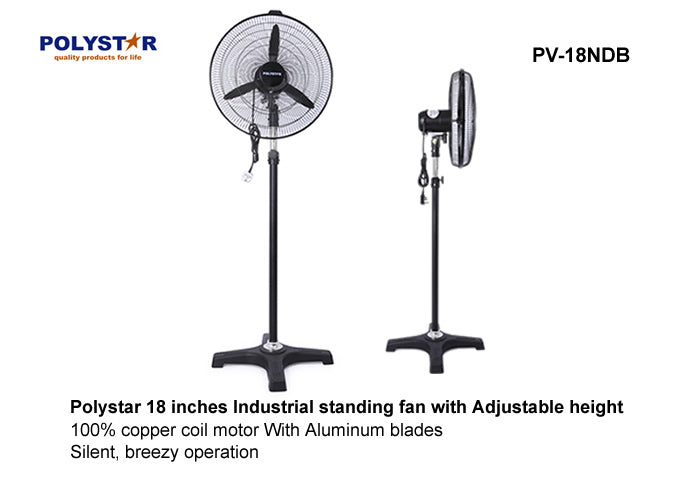 Polystar 18 Inches Industrial Standing Fan With Adjustable Height | PV-RD18NDB