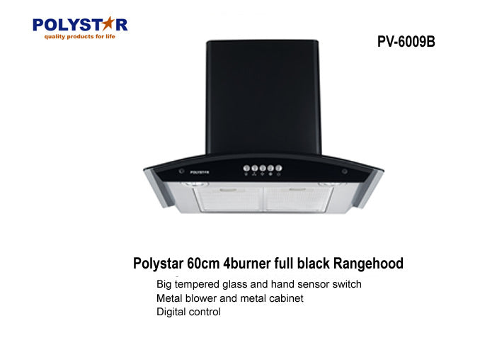 Polystar 60cm 4 Burner Kitchen Smoke Rangehood | PV-600BD