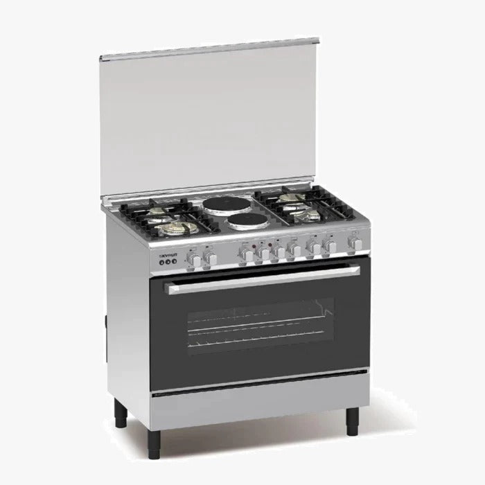Skyrun 4 Burner 2 Electric Hot Plate Gas Cooker with Oven | 4+2 Stainless