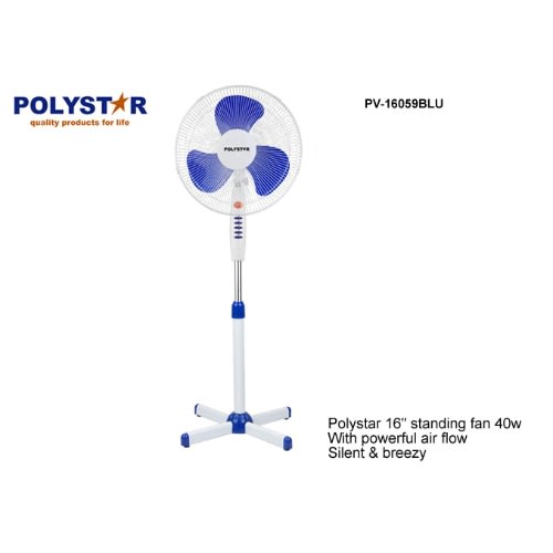 Polystar 16 Inches Standing Fan With Rubber Blades | PV-16059BLU freeshipping - Zit Electronics Store