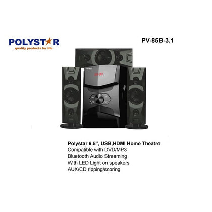 Polystar Bluetooth Home Theatre With USB Port | PV-85B-3.1 Polystar