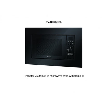 Polystar 25 Liters Built-In Stainless Steel Microwave with Grill and Frame Kit | PV-BD25BBL Polystar