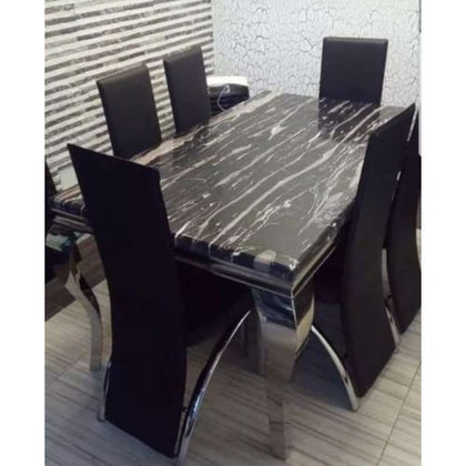Marble Dining Table With 6 Sitting Chairs (x6) Generic