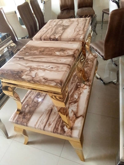 Living Room Royal Top Marble Center Table & Side Stools Generic