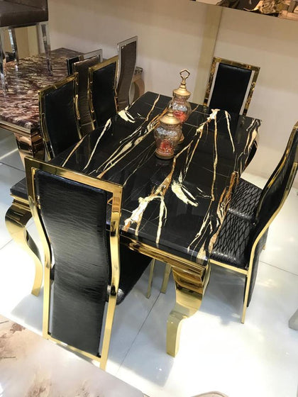 Marble Dinning Table With 6 Sitting Chairs Generic