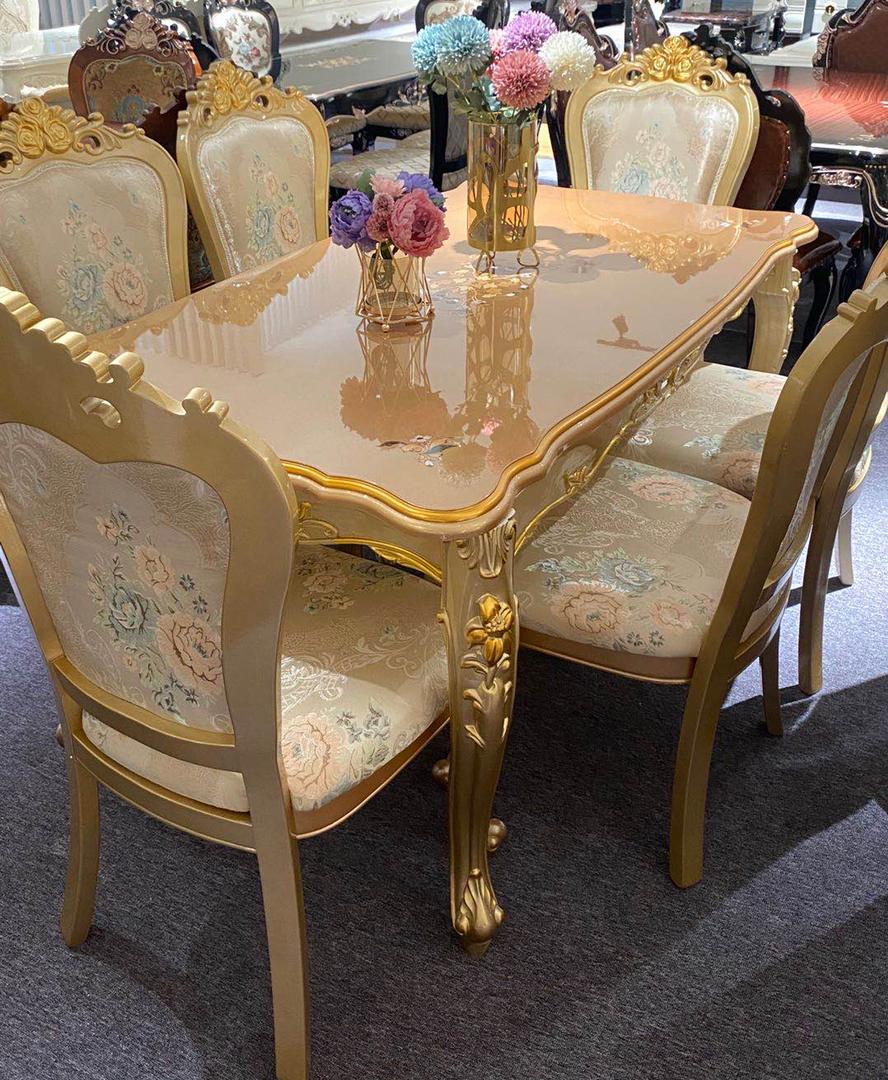 Gold plated Marble 6 Chair Dining Set Universal