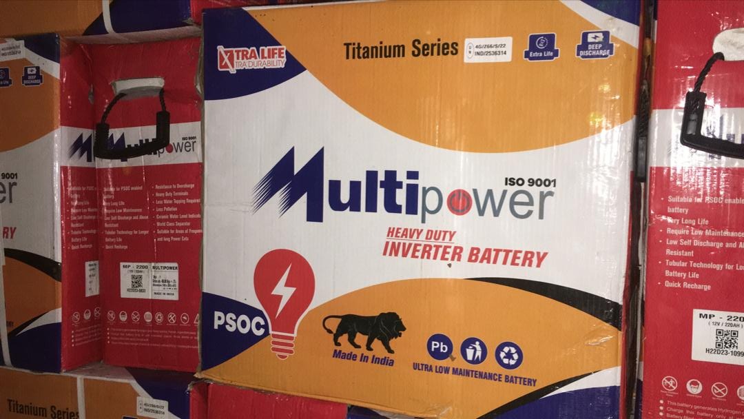 Multipower 12V/220AH Tubular Inverter Battery | MP-2200 Luminous