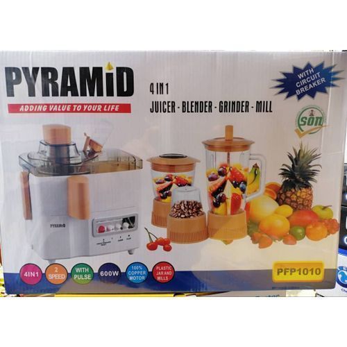 Pyramid Electric 4 In 1 Blender,Juice Extractor, Grinder With Mill-600W PFP1010 Pyramid